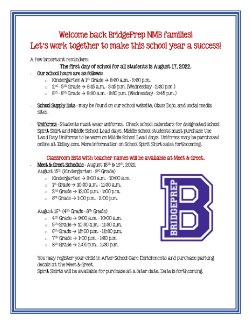 Welcome Back Reminder! 2022 - 2023